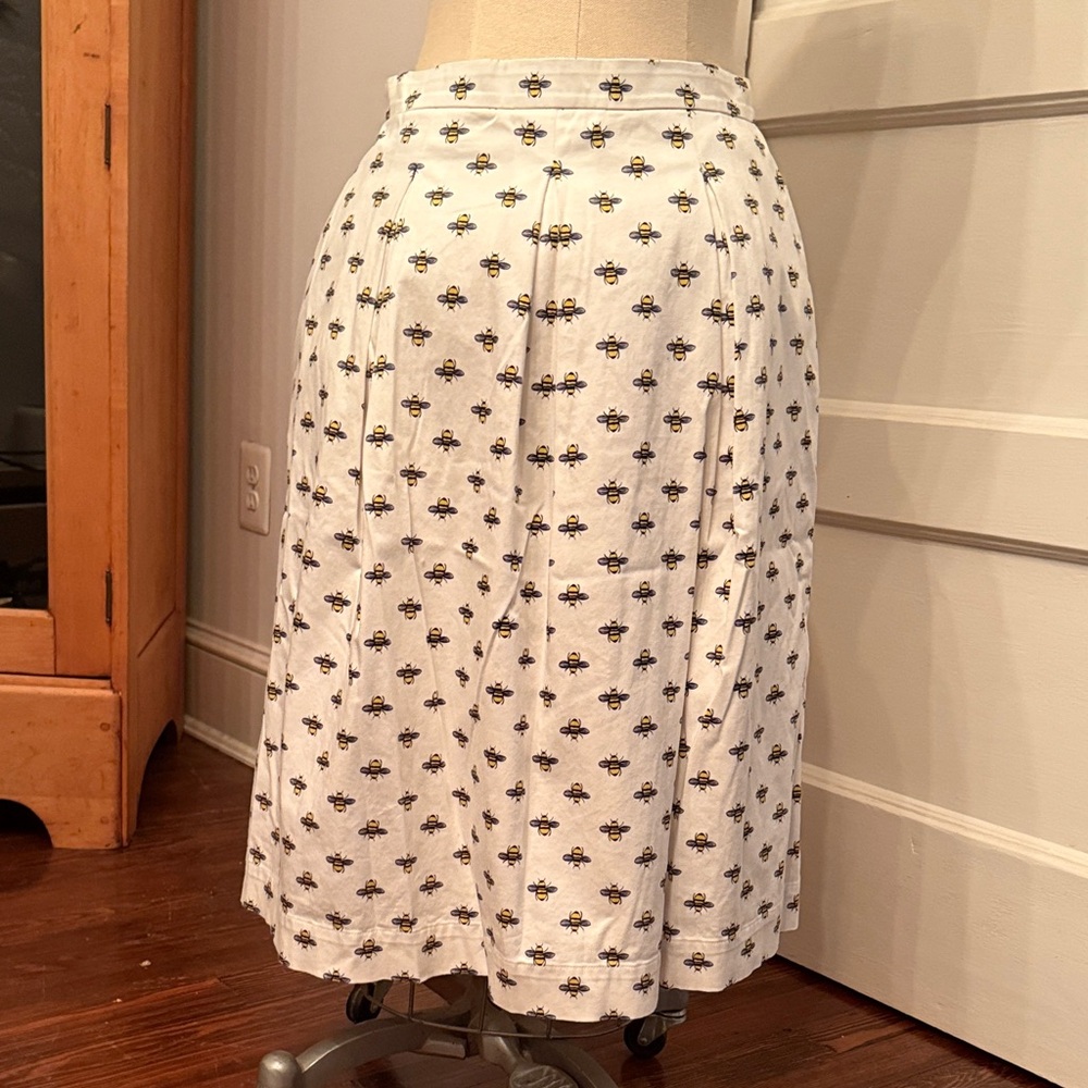 Boden White and Blue Patterned Midi Skirt